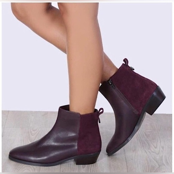 Coach Carmen Oxblood Leather Suede Ankle Bootie 8 - Picture 1 of 5